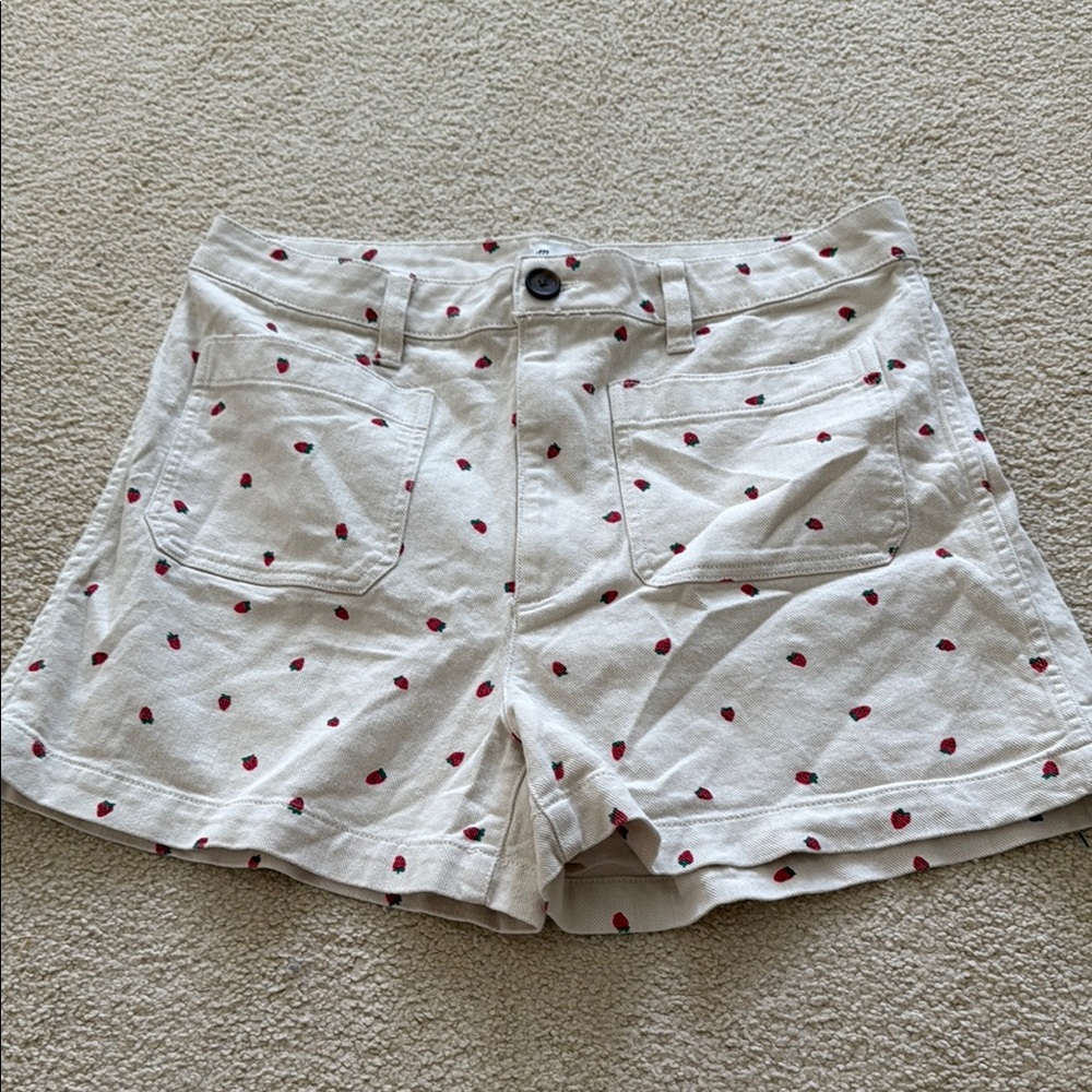 Madewell High Waist Strawberry-patterned Shorts